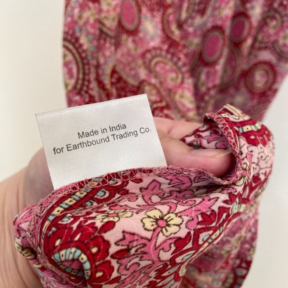 Earthbound Pink Paisley Boho Strapless Tie Back Midi Dress XXL - Picture 10 of 10